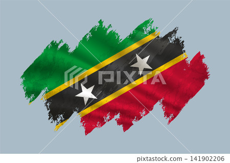 ST. Kitts Nevis flag is depicted with brushstrokes and features textured design elements. ST. Kitts Nevis flag is depicted with brushstrokes and features textured design elements. 141902206