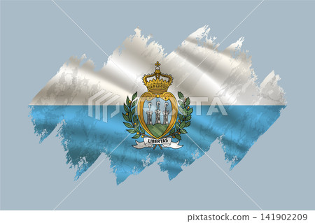 San Marino flag is depicted with brushstrokes and features textured design elements. San Marino flag is depicted with brushstrokes and features textured design elements. 141902209