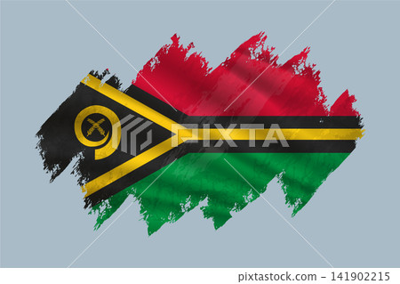 Vanuatu flag is depicted with brushstrokes and features textured design elements. Vanuatu flag is depicted with brushstrokes and features textured design elements. 141902215