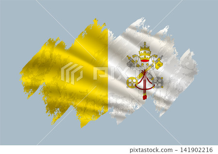 Vatican City flag is depicted with brushstrokes and features textured design elements. Vatican City flag is depicted with brushstrokes and features textured design elements. 141902216