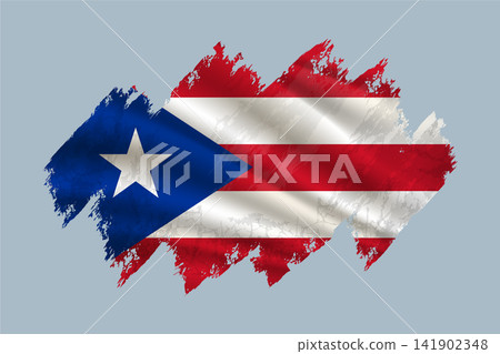 Puerto Rico flag is depicted with brushstrokes and features textured design elements. Puerto Rico flag is depicted with brushstrokes and features textured design elements. 141902348
