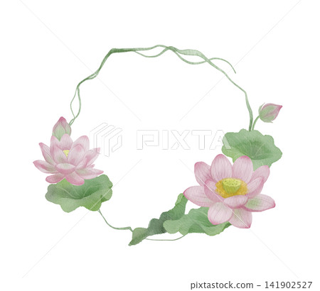 一幅水彩蓮花畫框。 一幅水彩蓮花畫框。 141902527