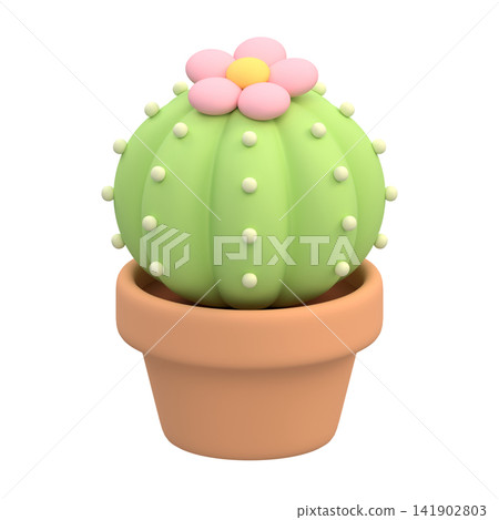 3D illustration of a stylized cactus with a transparent background. 3D illustration of a stylized cactus with a transparent background. 141902803