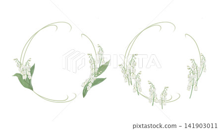 Lily of the Valley Frame Watercolor Illustration Lily of the Valley Frame Watercolor Illustration 141903011