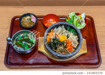 Korean food (Stone pot bibimbap) Korean food (Stone pot bibimbap) 141903379