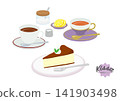 A nostalgic coffee shop menu: Hot drink & cake set 141903498