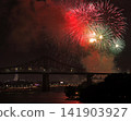 Fireworks over Jaques Cartier Bridge in Montreal, Canada 141903927