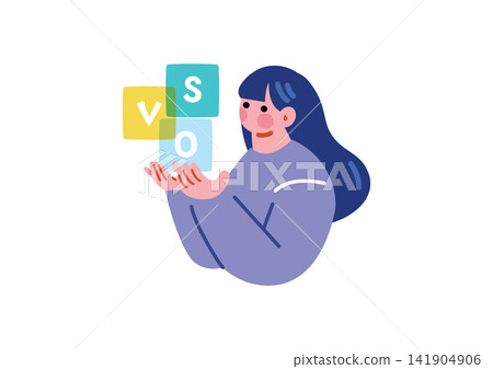 Illustration of a woman learning English Illustration of a woman learning English 141904906