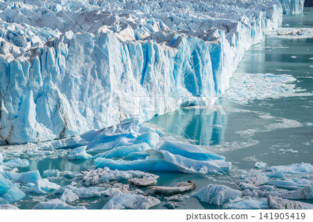 Perito Moreno glaciers icy wall blue ice frozen water glacier front cold landscape iceberg meltwater Perito Moreno glaciers icy wall blue ice frozen water glacier front cold landscape iceberg meltwater 141905419