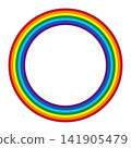 白色背景上的彩虹色圓形向量邊框插圖。 141905479