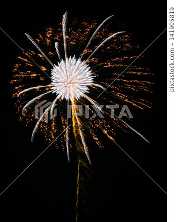 Fireworks light up the sky above the Edogawa River embankment. Fireworks light up the sky above the Edogawa River embankment. 141905819
