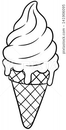 Melting Soft Serve Ice Cream Cone Outline Drawing Line Art Illustration Melting Soft Serve Ice Cream Cone Outline Drawing Line Art Illustration 141906095