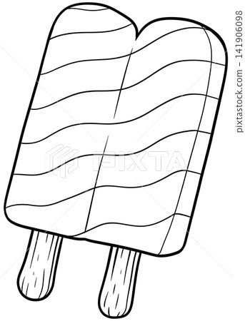 Double Stick Twin Ice Lolly Line Art Drawing for Summer Treat Design Double Stick Twin Ice Lolly Line Art Drawing for Summer Treat Design 141906098