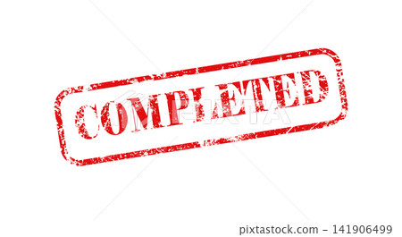 Completed stamp icon with grunge rubber Completed stamp icon with grunge rubber 141906499