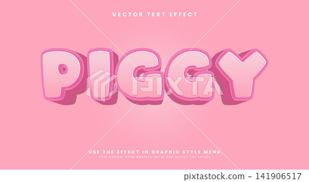 Cute pink piggy editable text effect 141906517