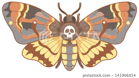 Mystical deaths head hawkmoth illustration with iconic skull pattern art 141906854