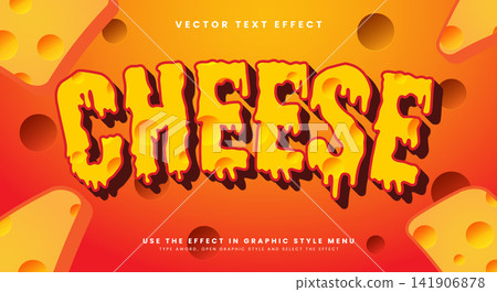 Yellow cheese 3D editable text effect Template 141906878