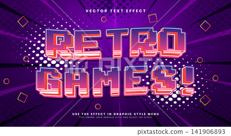 Retro Games 3D pixel Style editable text effect Retro Games 3D pixel Style editable text effect 141906893