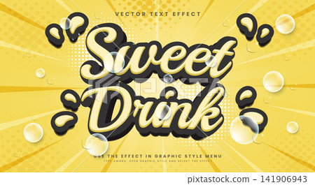Sweet drink cartoon style 3d editable text style Sweet drink cartoon style 3d editable text style 141906943
