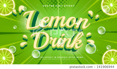 Lemon drink 3d editable text effect template 141906944