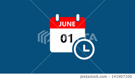 June month calendar icon with time symbol June month calendar icon with time symbol 141907100