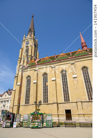 The Name of Mary Church Roman Catholic Gothic Revival parish church on Freedom Square in Novi Sad, Vojvodina, Serbia The Name of Mary Church Roman Catholic Gothic Revival parish church on Freedom Square in Novi Sad, Vojvodina, Serbia 141907454