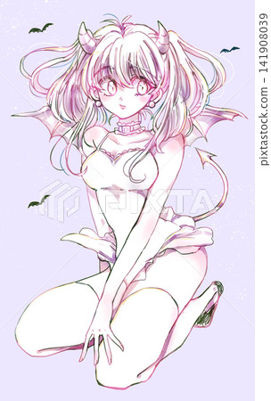 A devilish-looking woman (line drawing) A devilish-looking woman (line drawing) 141908039