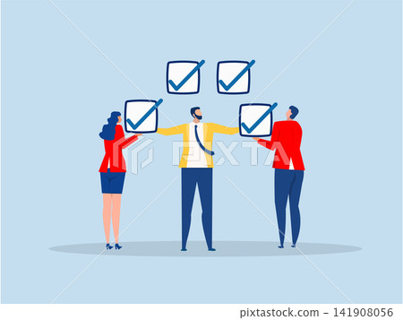 Business people colleagues teamwork finish done checklist plan.finish work or accomplishment, get thing done or tick the checkbox Business people colleagues teamwork finish done checklist plan.finish work or accomplishment, get thing done or tick the checkbox 141908056