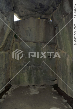 Stone chamber of the Ishibutai Kofun tomb in Nara. 141908737