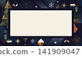 Christmas blank horizontal frame template with abstract element geometric forms modern retro style on navy blue background 141909047