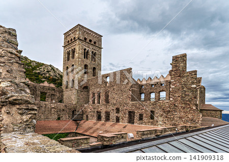 Monastery Sant Pedro de Rodes in the National Park of Cap de Cre Monastery Sant Pedro de Rodes in the National Park of Cap de Cre 141909318