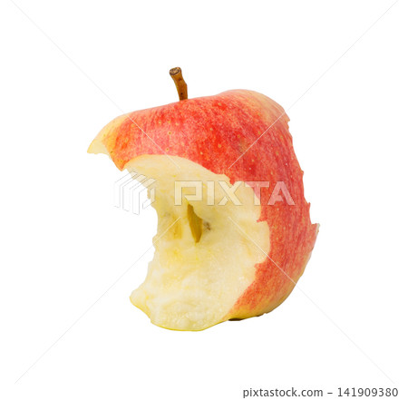 Fresh red apple with a bite mark isolated on a white background with clipping path, representing healthy eating, nutrition, dieting, temptation, and food concepts Fresh red apple with a bite mark isolated on a white background with clipping path, representing healthy eating, nutrition, dieting, temptation, and food concepts 141909380