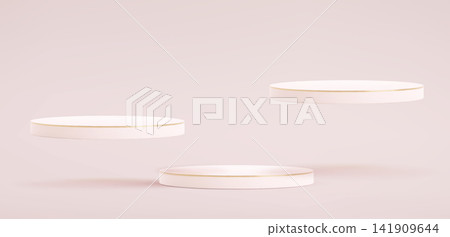 Three white 3D podiums floating in air Three white 3D podiums floating in air 141909644