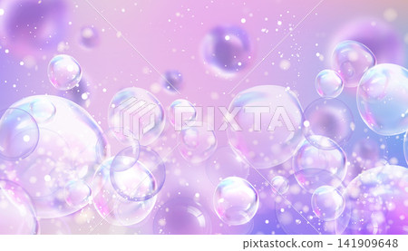 Rainbow soap bubbles on purple gradient background Rainbow soap bubbles on purple gradient background 141909648