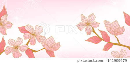 Elegant pink floral background with gold flower 141909679