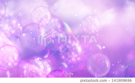 Purple soap bubbles floating on pink gradient Purple soap bubbles floating on pink gradient 141909696