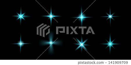 Realistic set of glowing light burst effects Realistic set of glowing light burst effects 141909709