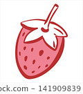 Vector sketch of a strawberry. A simple line drawing of this sweet summer berry. A symbol of the sweetness of love. A wild berry in a flirty, girlish style. Simplified coquette ink drawing. 141909839