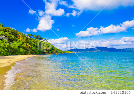 熱帶度假勝地，陽光普照的沖繩海灘，寧靜的海岸（鹿兒島縣奄美大島） 141910105