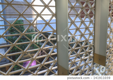 Hong Kong Aug 7 2026 Architectural lattice screen pattern. Hong Kong Aug 7 2026 Architectural lattice screen pattern. 141911039
