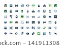 computer component, hardware, device, technology vector icon set flat style. perfect use for logo, presentation, website, and more. simple modern icon set design color style 141911308