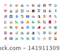 real estate, housing, and architecture vector icon set design flat style. perfect use for logo, presentation, website, and more. simple modern icon set design color style 141911309
