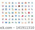 real estate, housing, and architecture vector icon set design flat style. perfect use for logo, presentation, website, and more. simple modern icon set design flat style 141911310