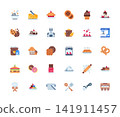 bakery, cooking, and food vector icon set design flat style. perfect use for logo, presentation, website, and more. modern icon set design color style 141911457