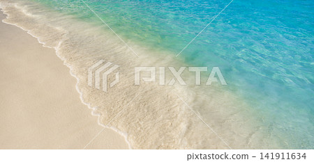 Calm overhead subtle foam edge tracing powdery shore glassy azure shallows minimal gradient. Seascape design backdrop scenic. Coastal aerial abstract wallpaper decor Calm overhead subtle foam edge tracing powdery shore glassy azure shallows minimal gradient. Seascape design backdrop scenic. Coastal aerial abstract wallpaper decor 141911634