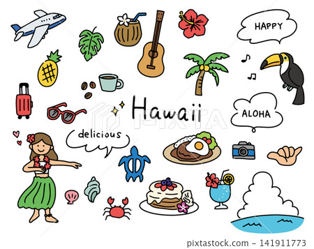 A set of cute hand-drawn illustrations from Hawaii 141911773