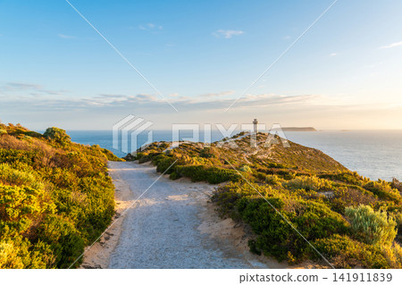 Scenic walking trail to Cape Spencer Lighthouse overlooking the coast, Innes National Park, Yorke Peninsula, South Australia Scenic walking trail to Cape Spencer Lighthouse overlooking the coast, Innes National Park, Yorke Peninsula, South Australia 141911839
