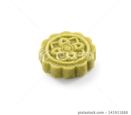 Mid-Autumn Festival, mooncake, mung bean cake, white base, back removed. Mid-Autumn Festival, mooncake, mung bean cake, white base, back removed. 141911888