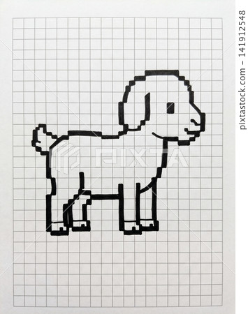 Minimalist hand drawn pixel art goat outline on grid paper for creative crafting projects with black ink outline style sheet white outline small Minimalist hand drawn pixel art goat outline on grid paper for creative crafting projects with black ink outline style sheet white outline small 141912548