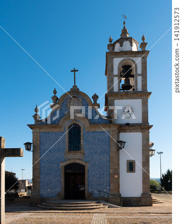 View of tower bell at Vila Real Igreja do Calvario cathedral, in Vila Real Downtown View of tower bell at Vila Real Igreja do Calvario cathedral, in Vila Real Downtown 141912573